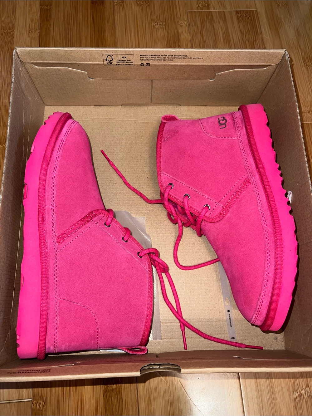 UGG Hot Pink Suede Lace-Up Women's Ankle Boots EU 38